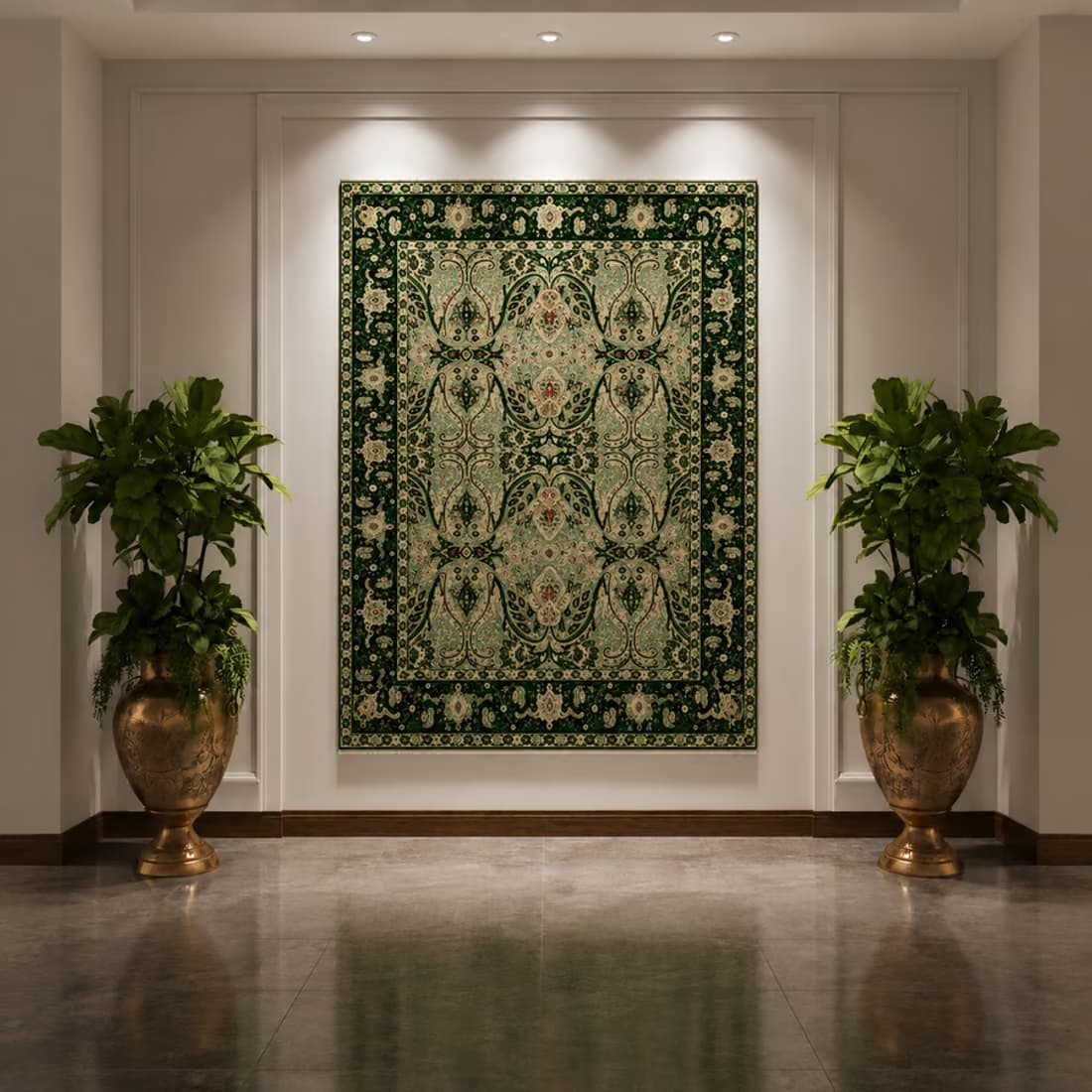 Royal Mughal Silk Carpet, full piece